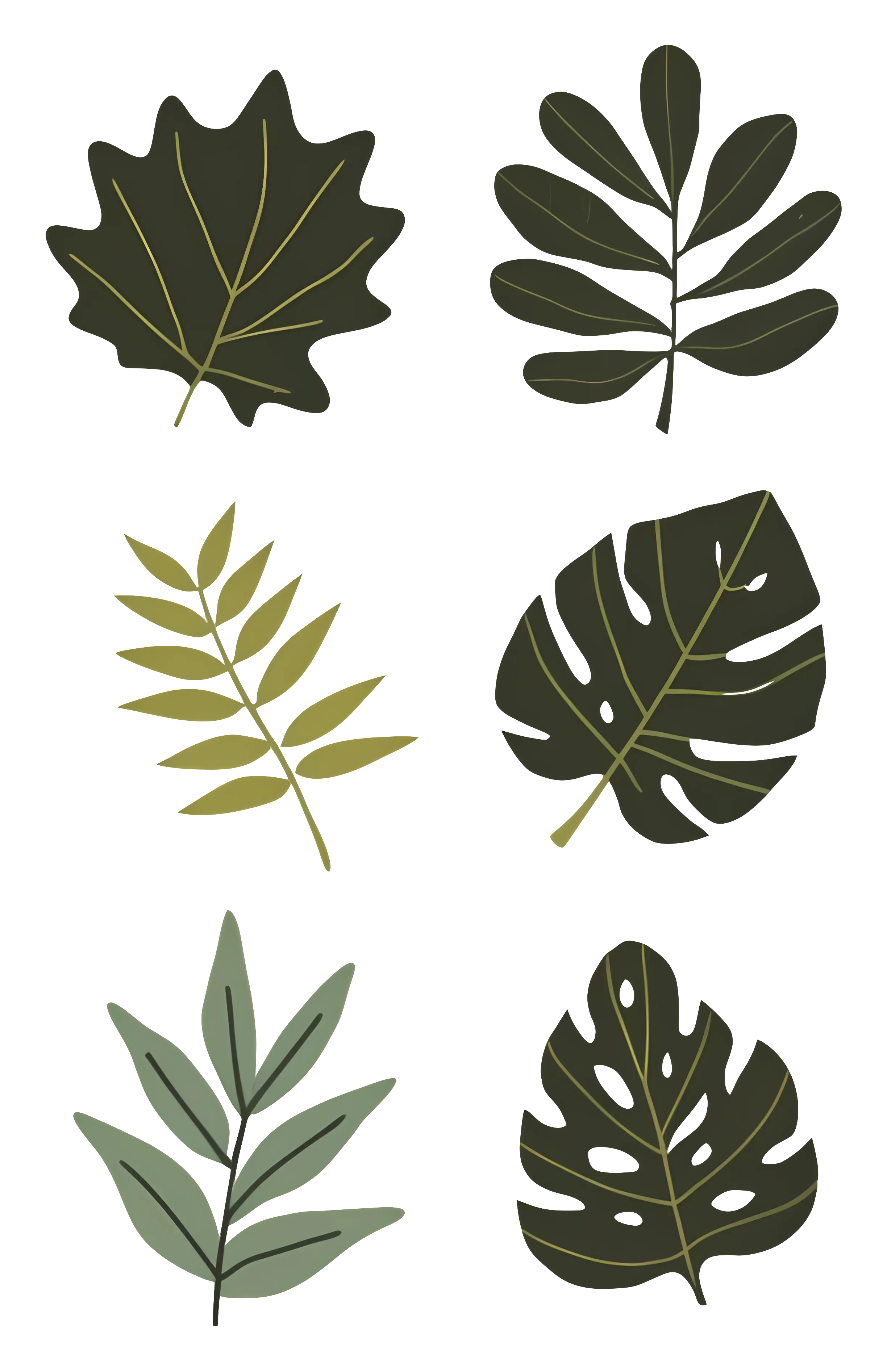 Variety of Green Leaves for Natural Design