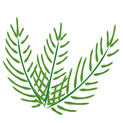 Green Fern Leaves in Botanical Style
