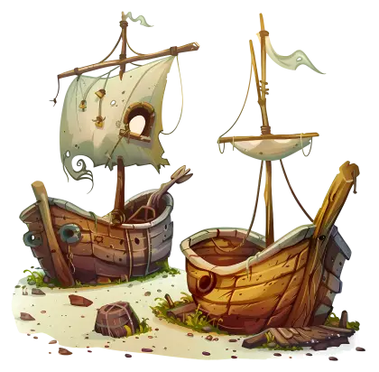 Old Wooden Boats on Shore