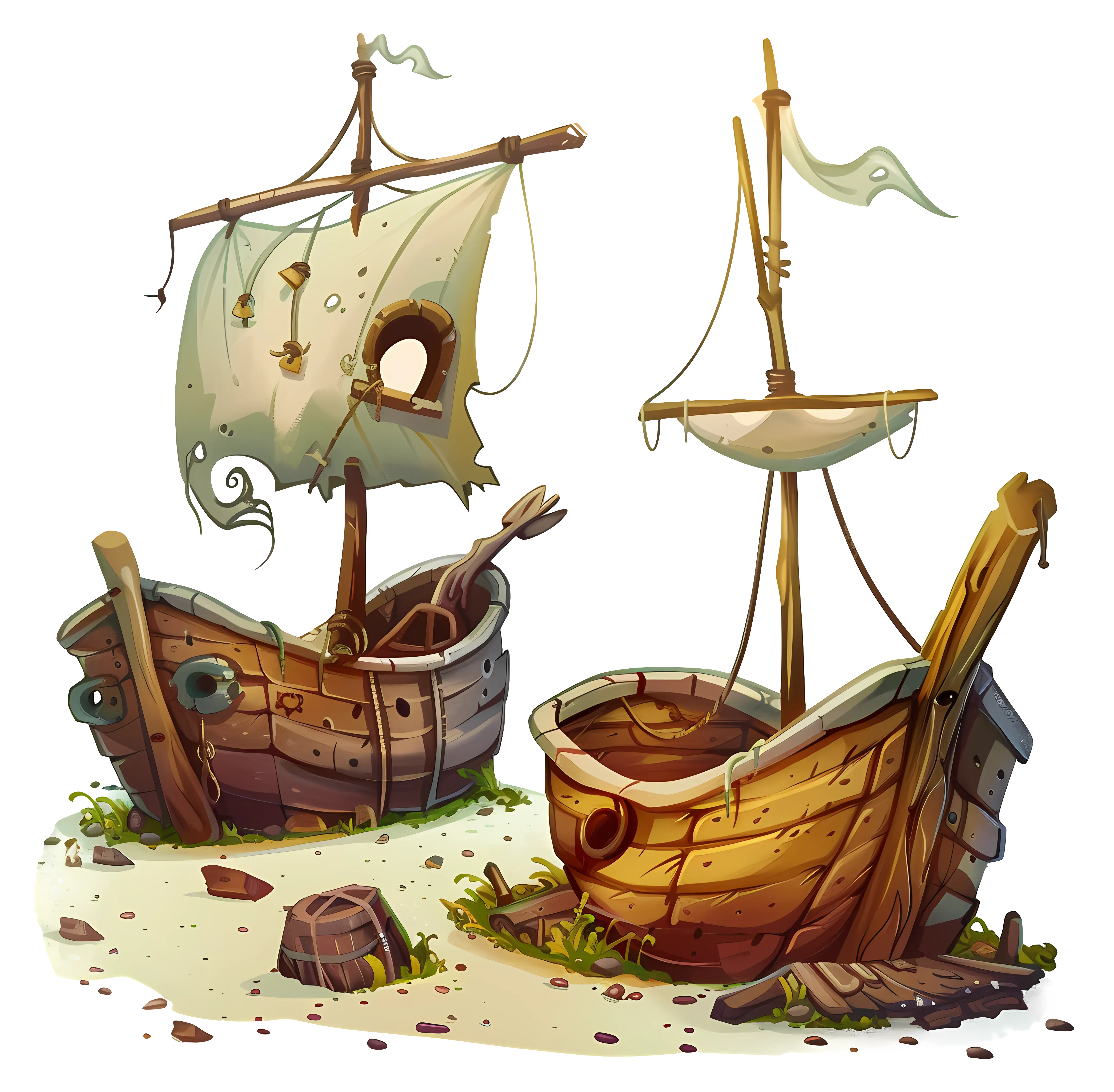 Old Wooden Boats on Shore