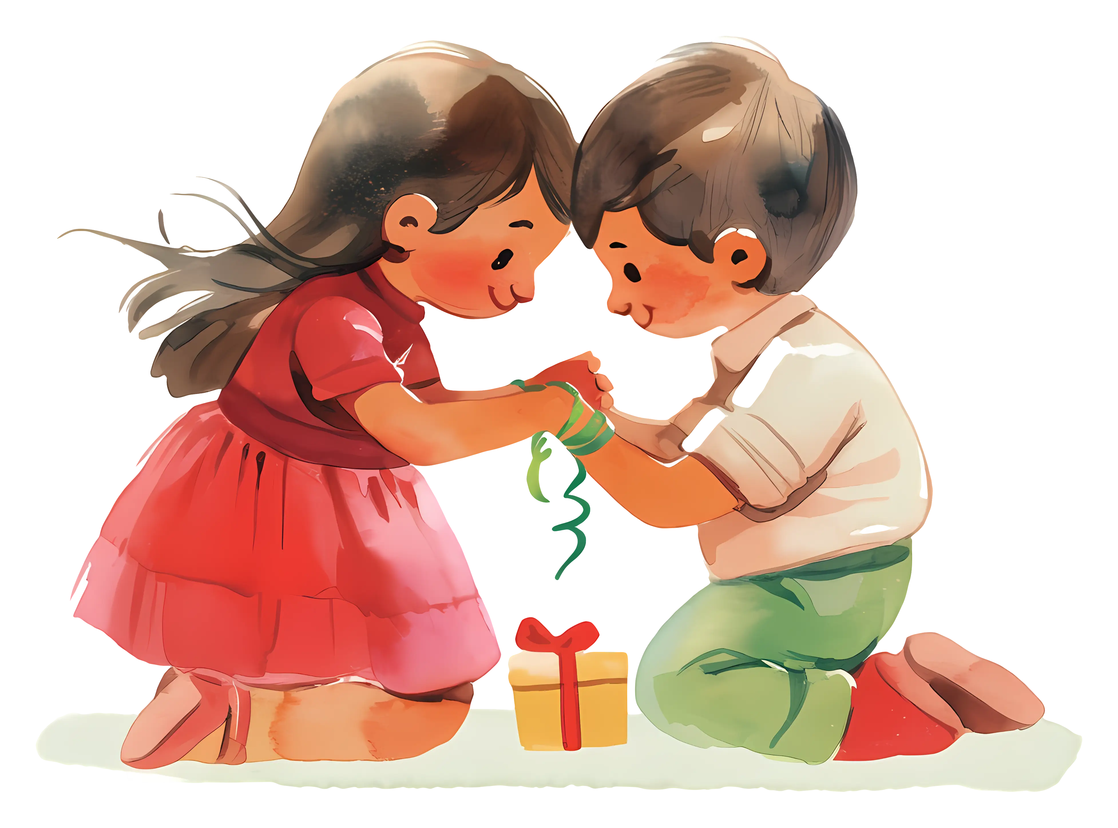 Children Exchanging a Gift