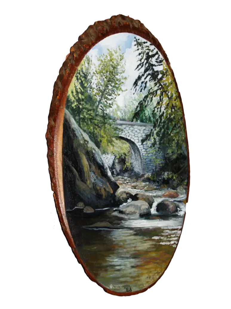 Landscape Painting on Wood Slice