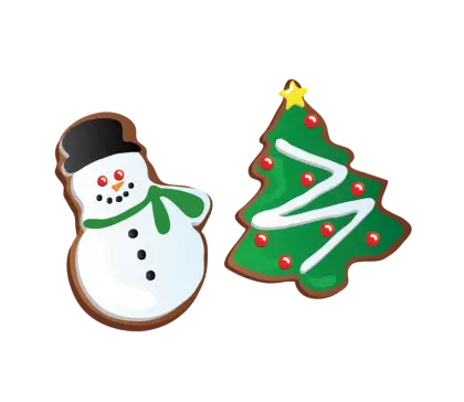 Christmas Cookies in Snowman and Tree Shapes