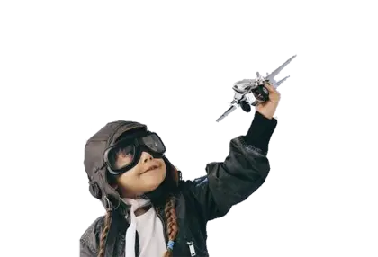 Child Playing with Toy Plane