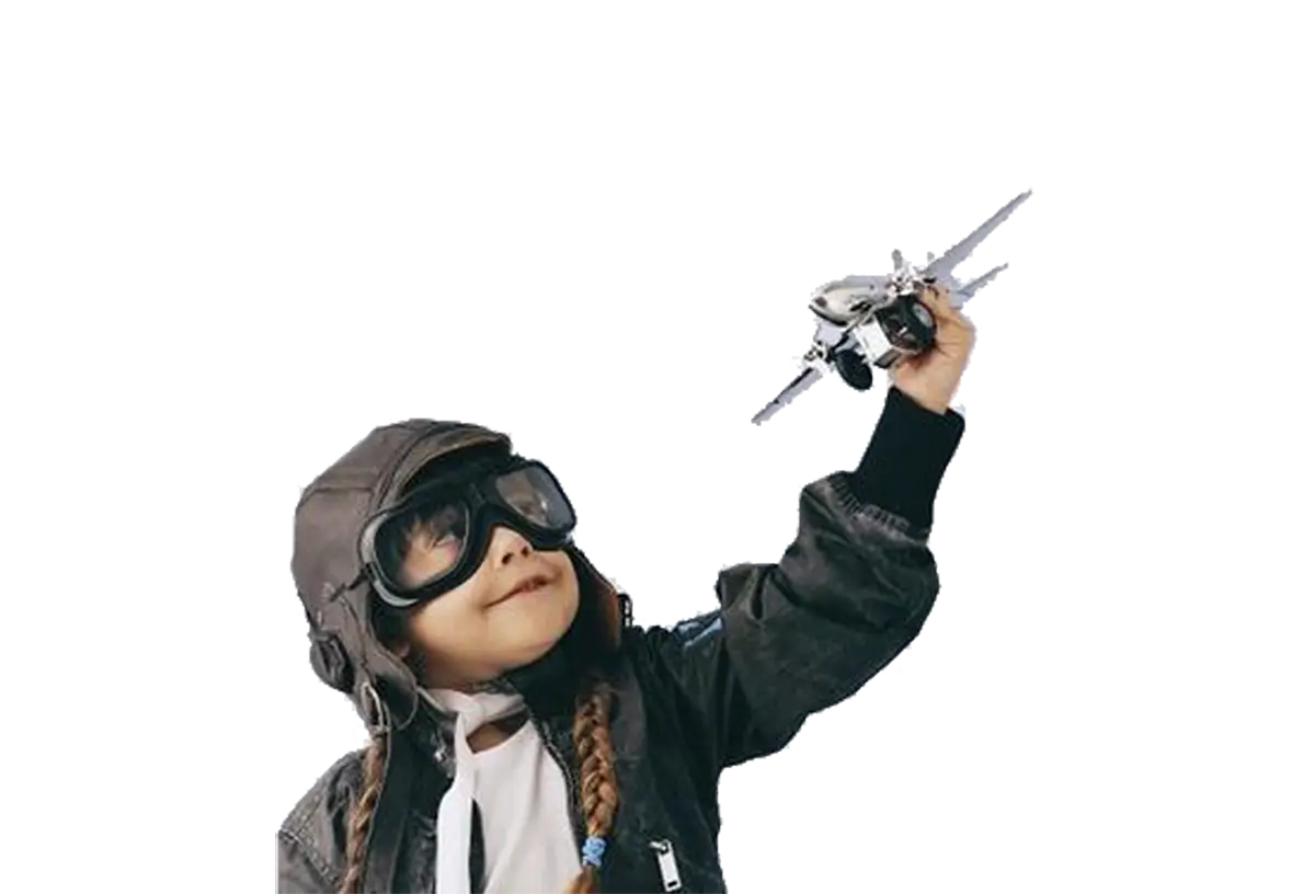 Child Playing with Toy Plane