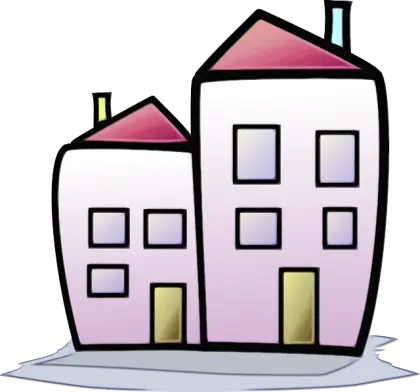 Two Cute Cartoon Houses Illustration