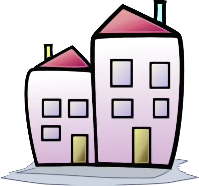 Two Cute Cartoon Houses Illustration