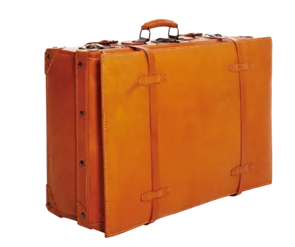 Vintage Orange Leather Suitcase