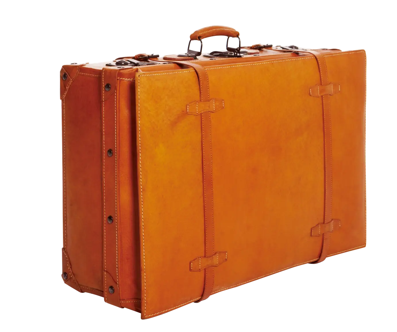 Vintage Orange Leather Suitcase