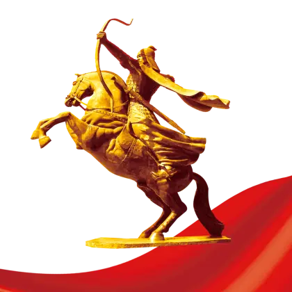 Golden Horse Statue with Rider