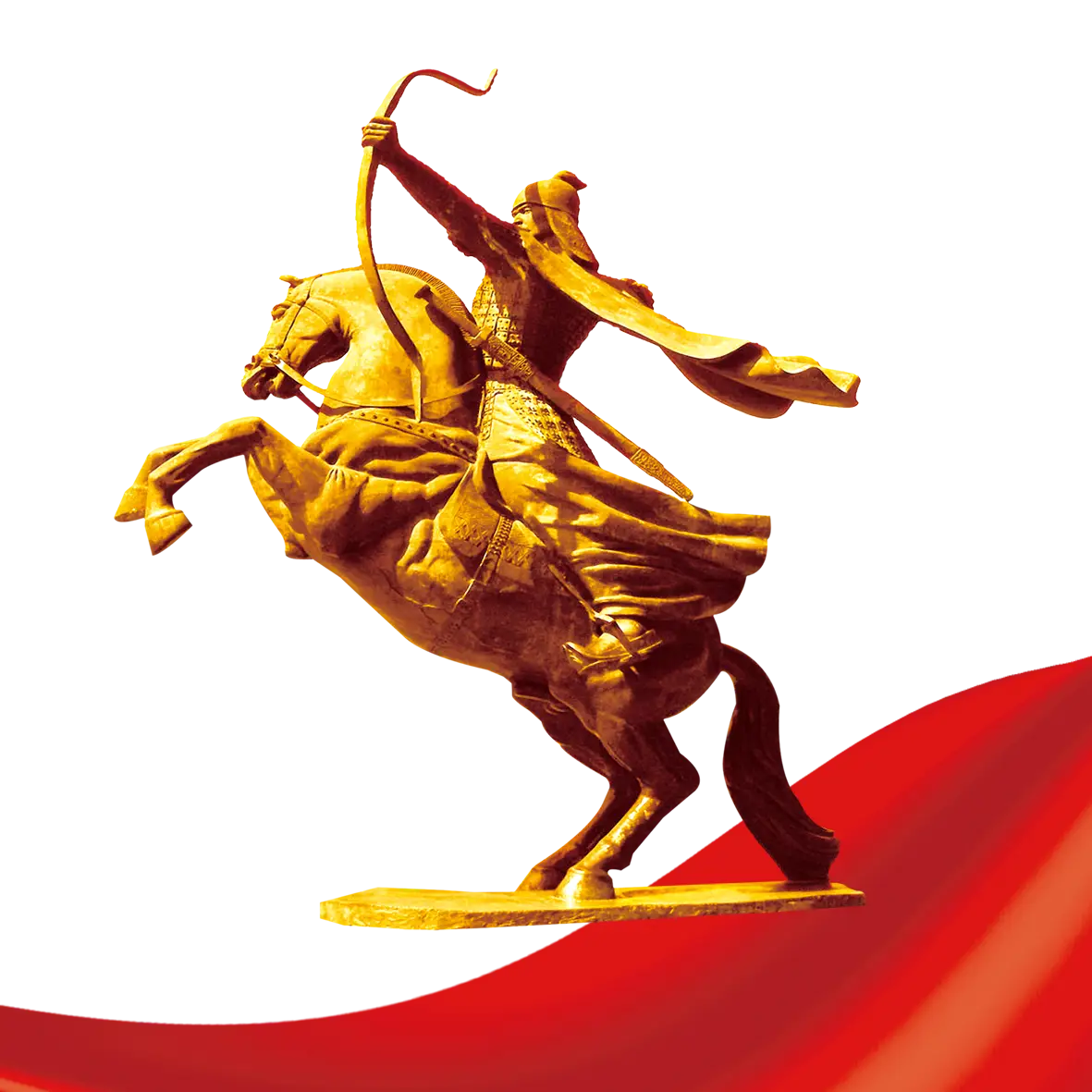 Golden Horse Statue with Rider