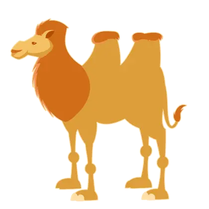 Cartoon Camel with Two Humps in Desert Style