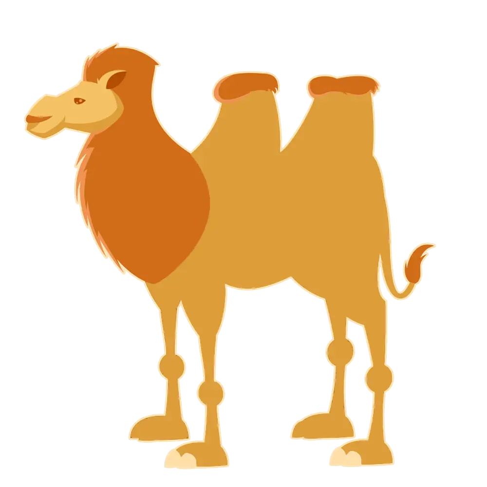 Cartoon Camel with Two Humps in Desert Style