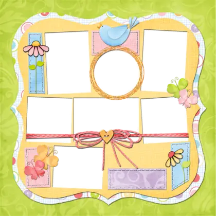 Decorative Photo Frame with Butterflies and Bird