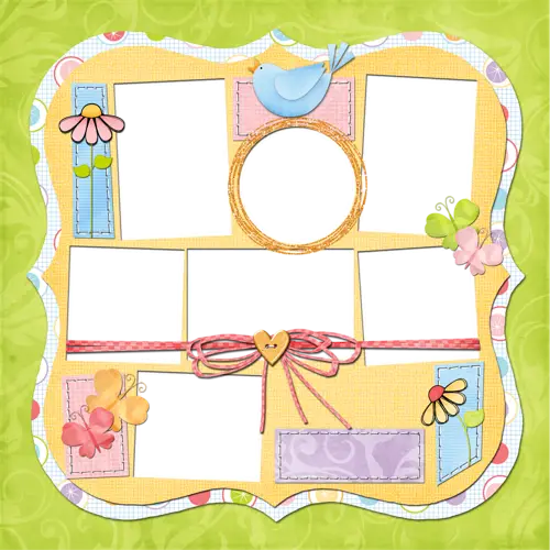 Decorative Photo Frame with Butterflies and Bird