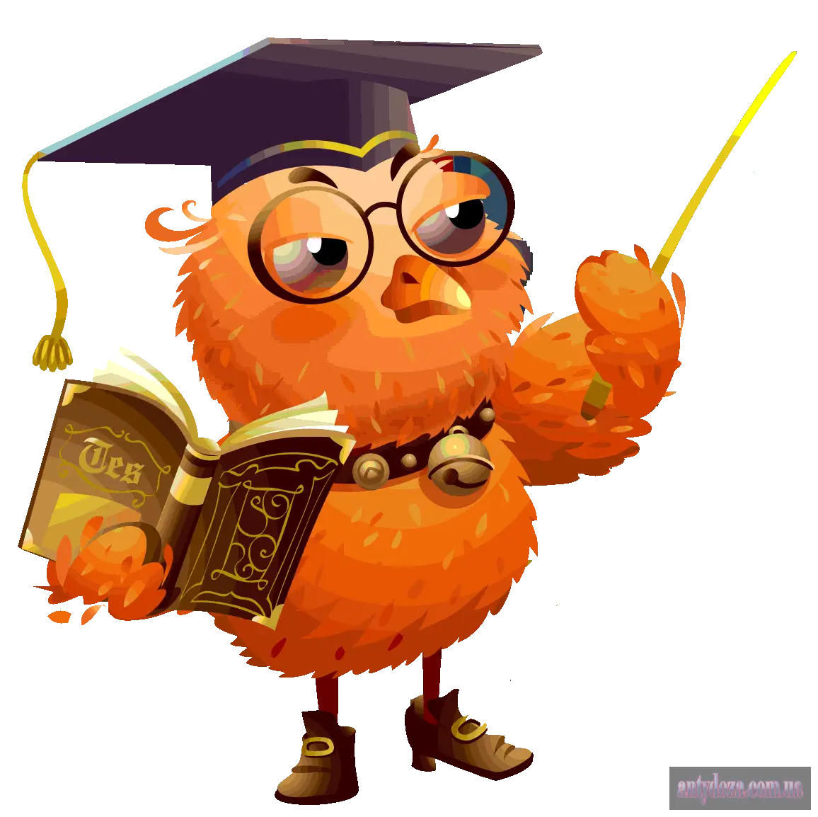 Educational Cartoon Owl with Glasses and Book