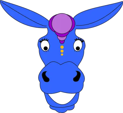 Adorable Blue Donkey Cartoon Character