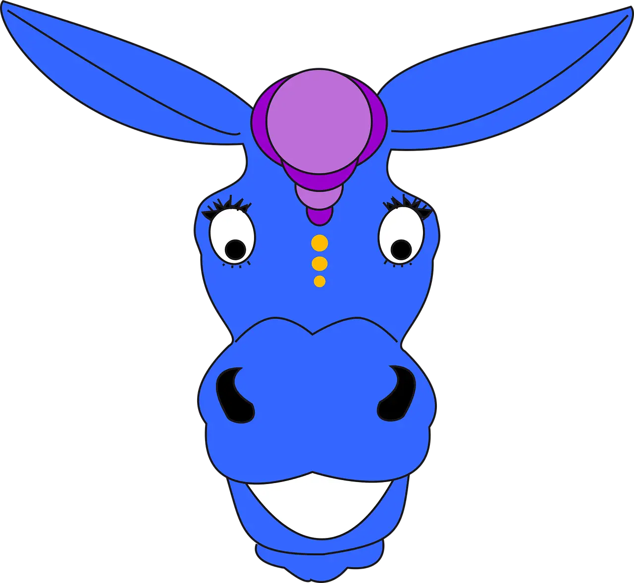 Adorable Blue Donkey Cartoon Character