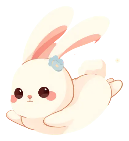Adorable Cartoon Bunny Holding Flowers
