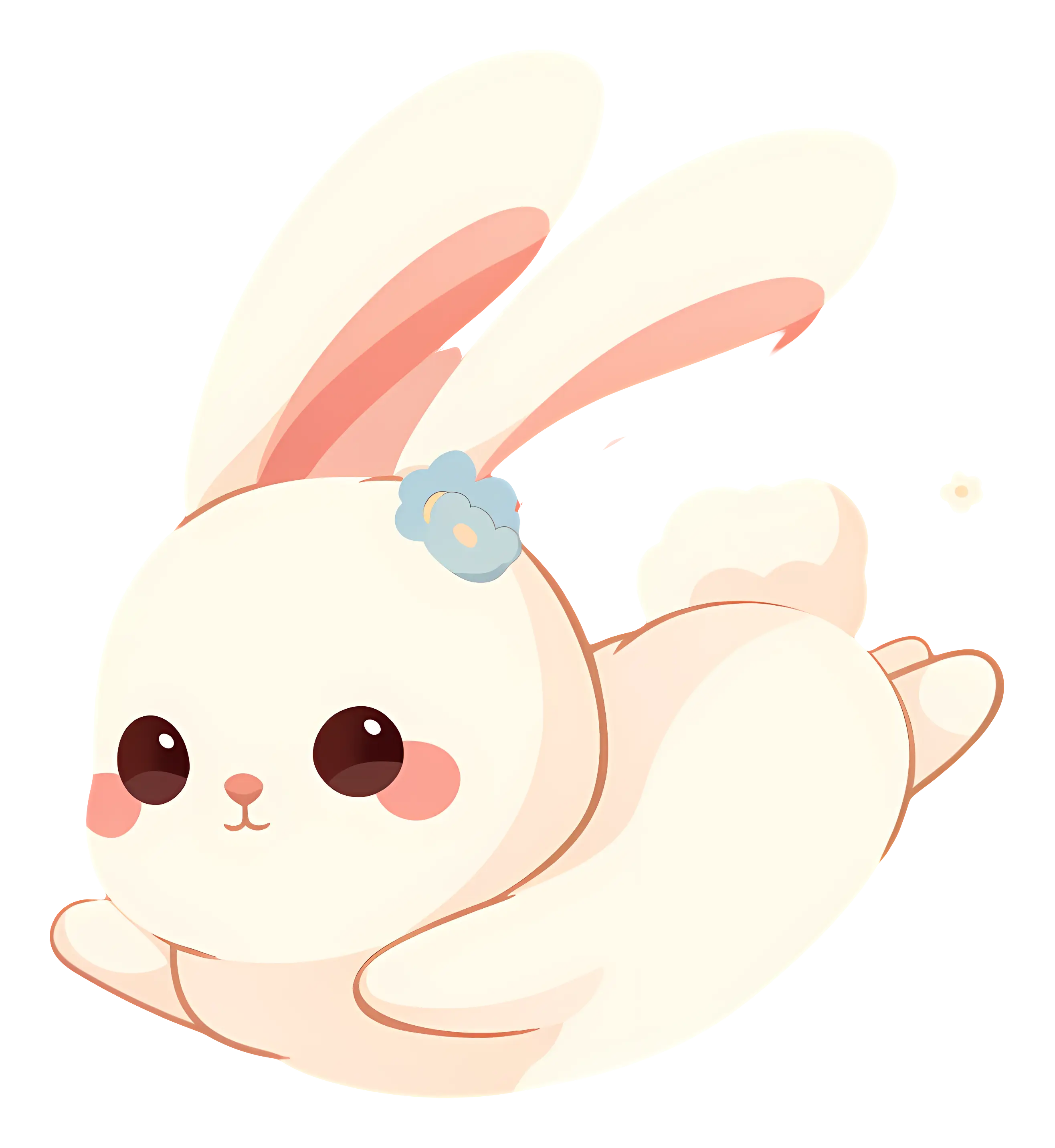 Adorable Cartoon Bunny Holding Flowers