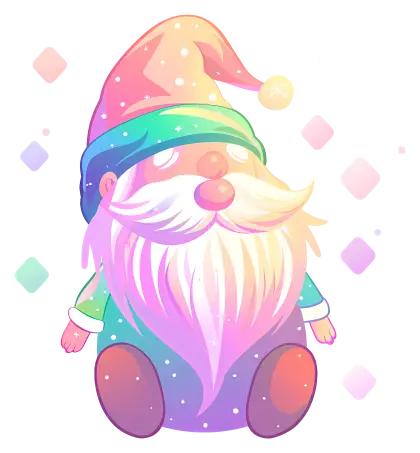 Gnome with Rainbow Hat and White Beard