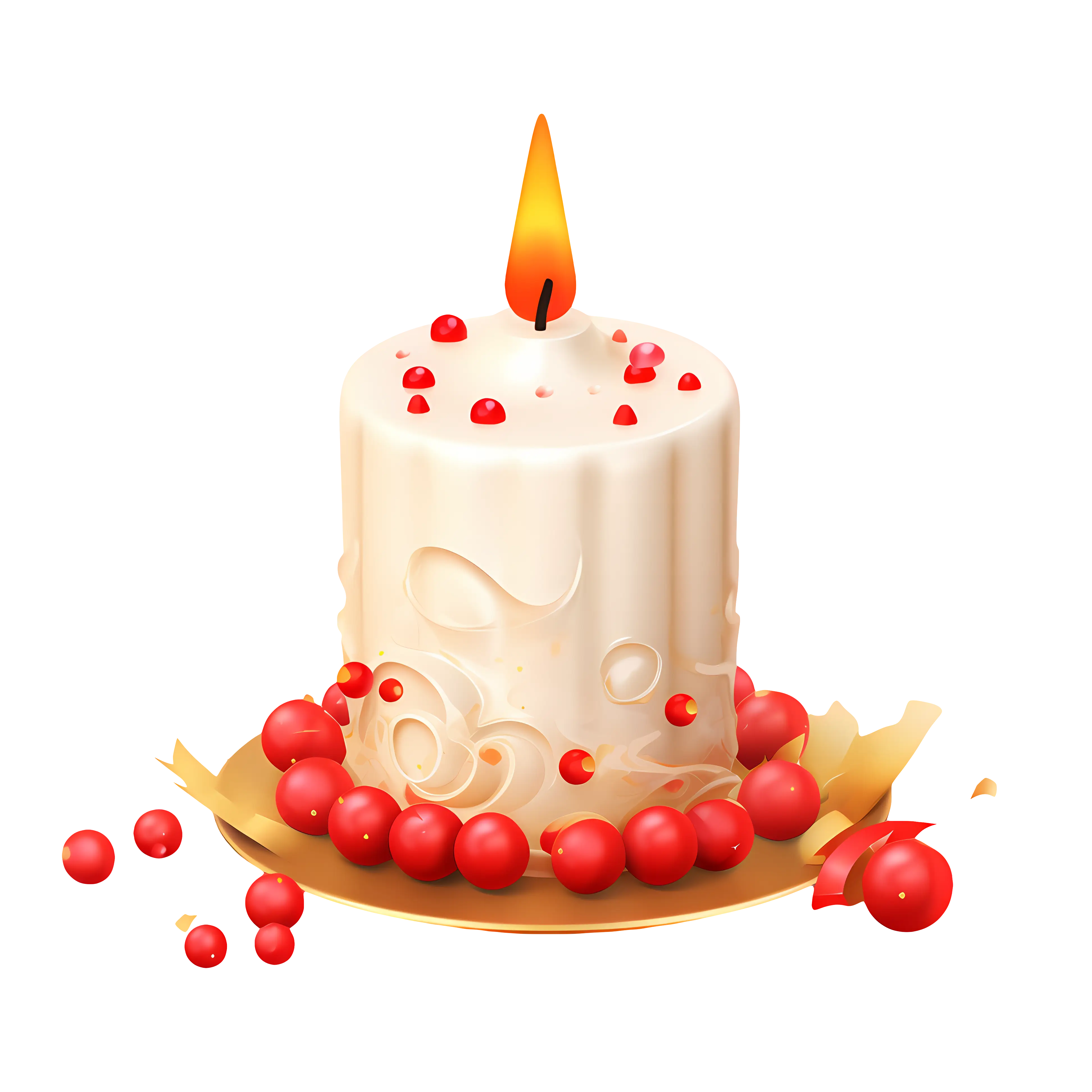 Decorative Candle with Red Berries