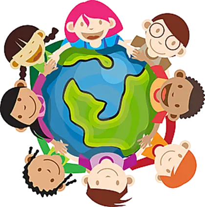 Children Holding Hands Around the Globe