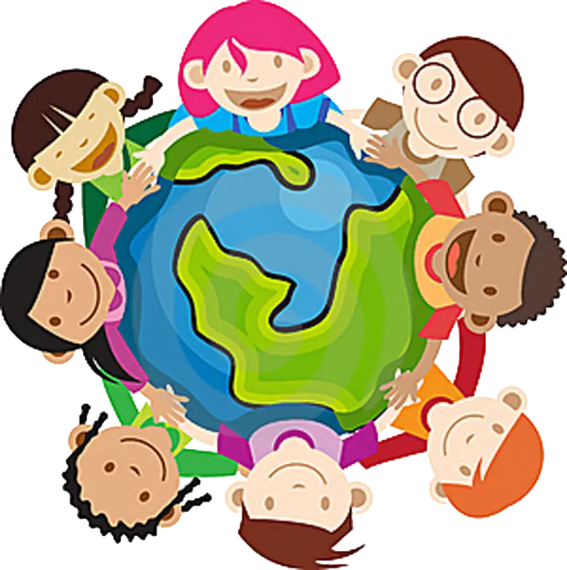 Children Holding Hands Around the Globe