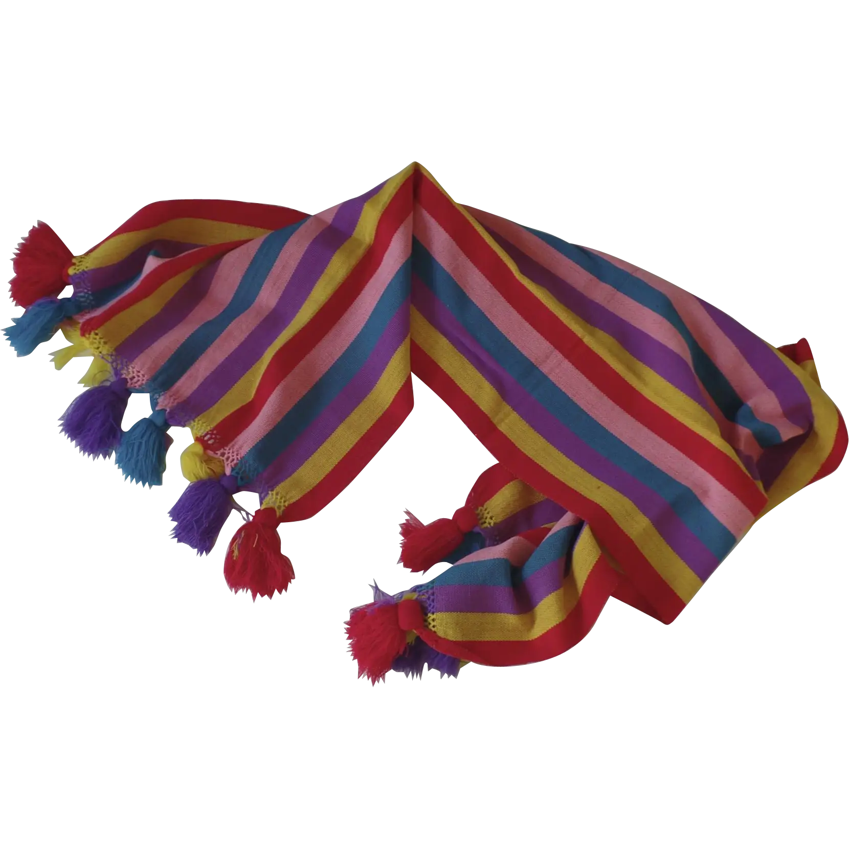 Colorful Striped Scarf with Tassels
