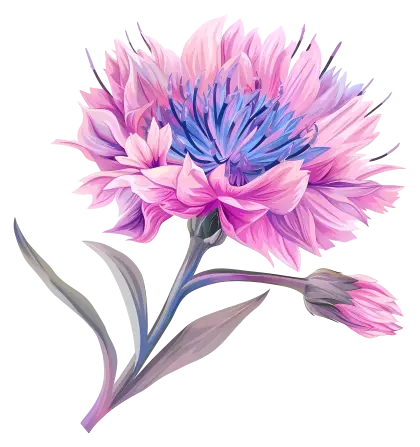 Beautiful Purple and Pink Flower Botanical Illustration