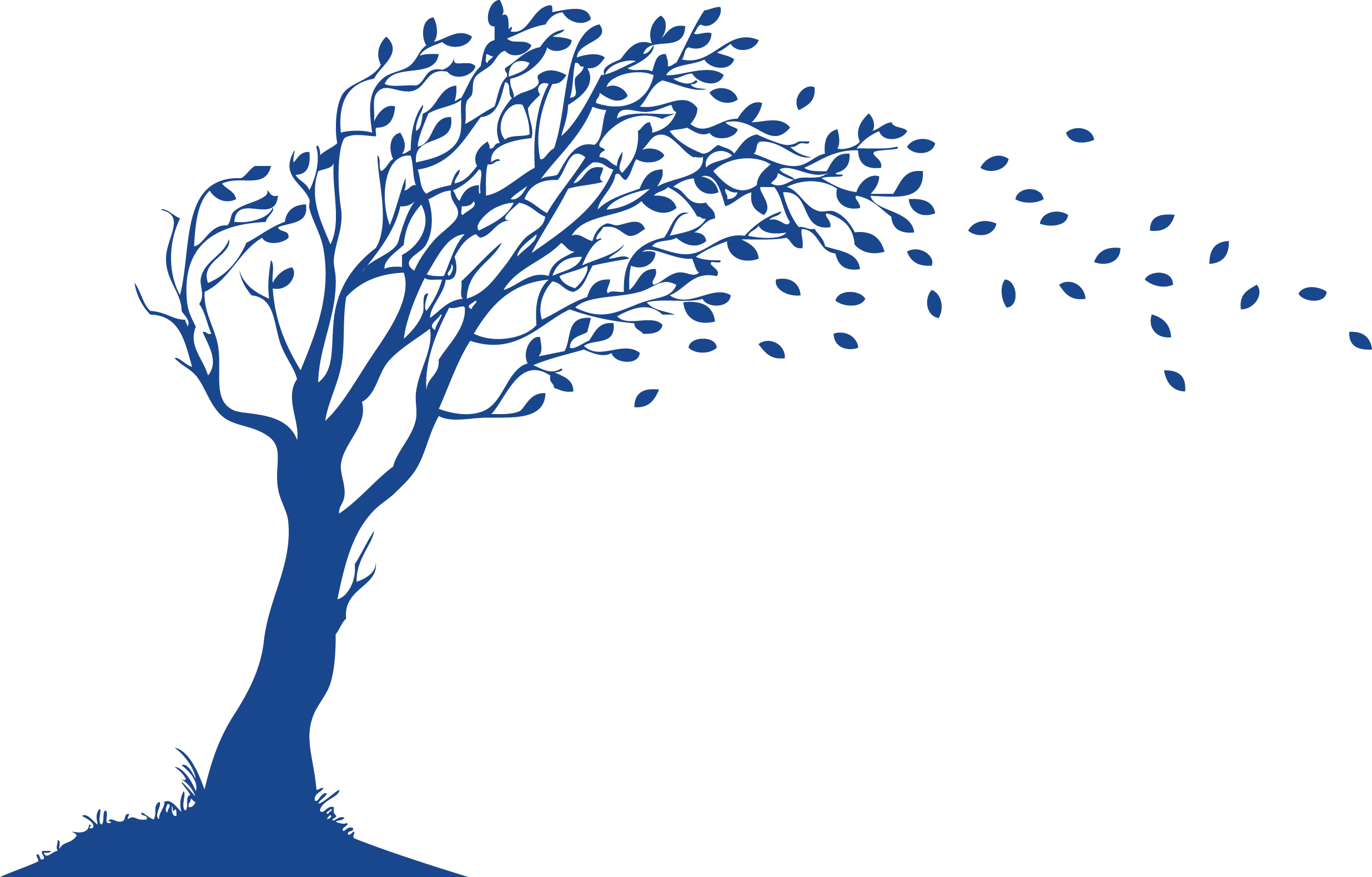 Tree Losing Leaves in Wind Illustration