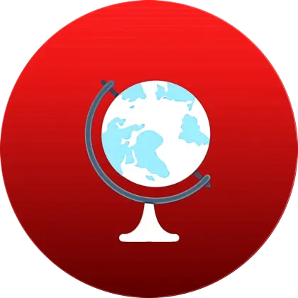 Globe Icon Illustration on Red Background