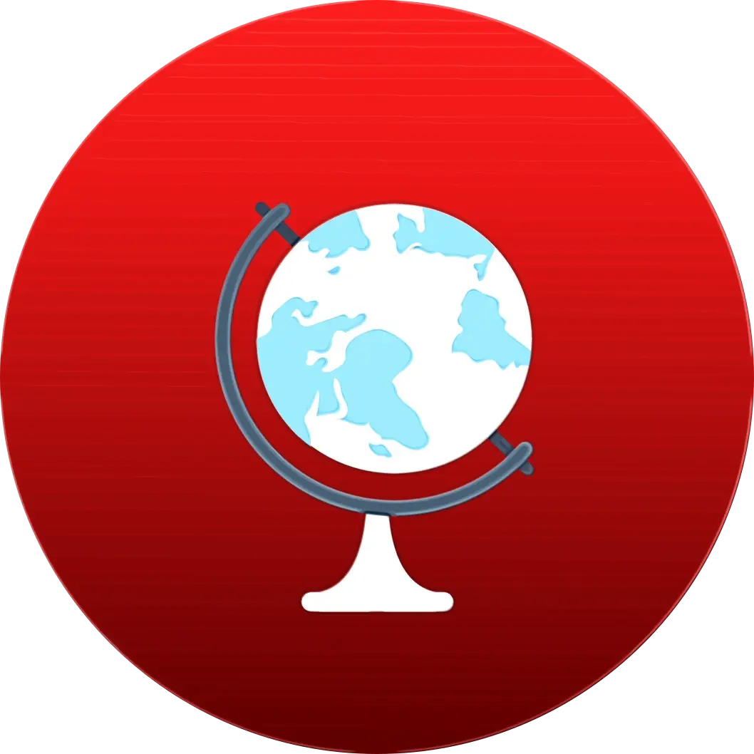 Globe Icon Illustration on Red Background