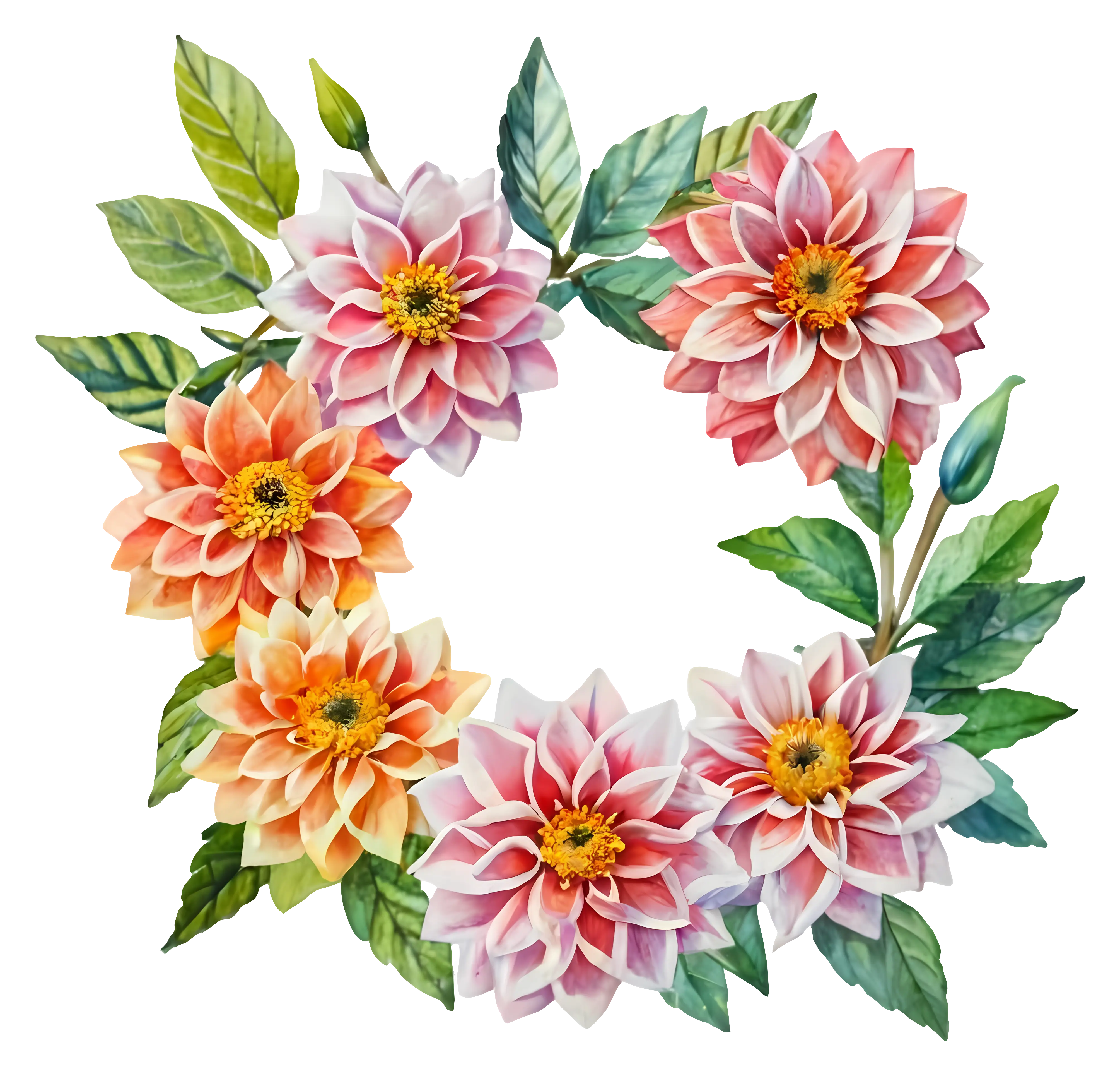 Floral Wreath with Colorful Flowers