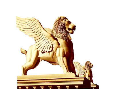 Golden Winged Lion Statue