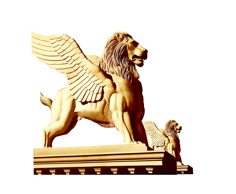 Golden Winged Lion Statue
