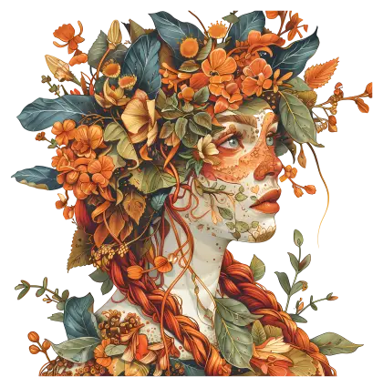 Beautiful Nature Woman with Floral Headpiece