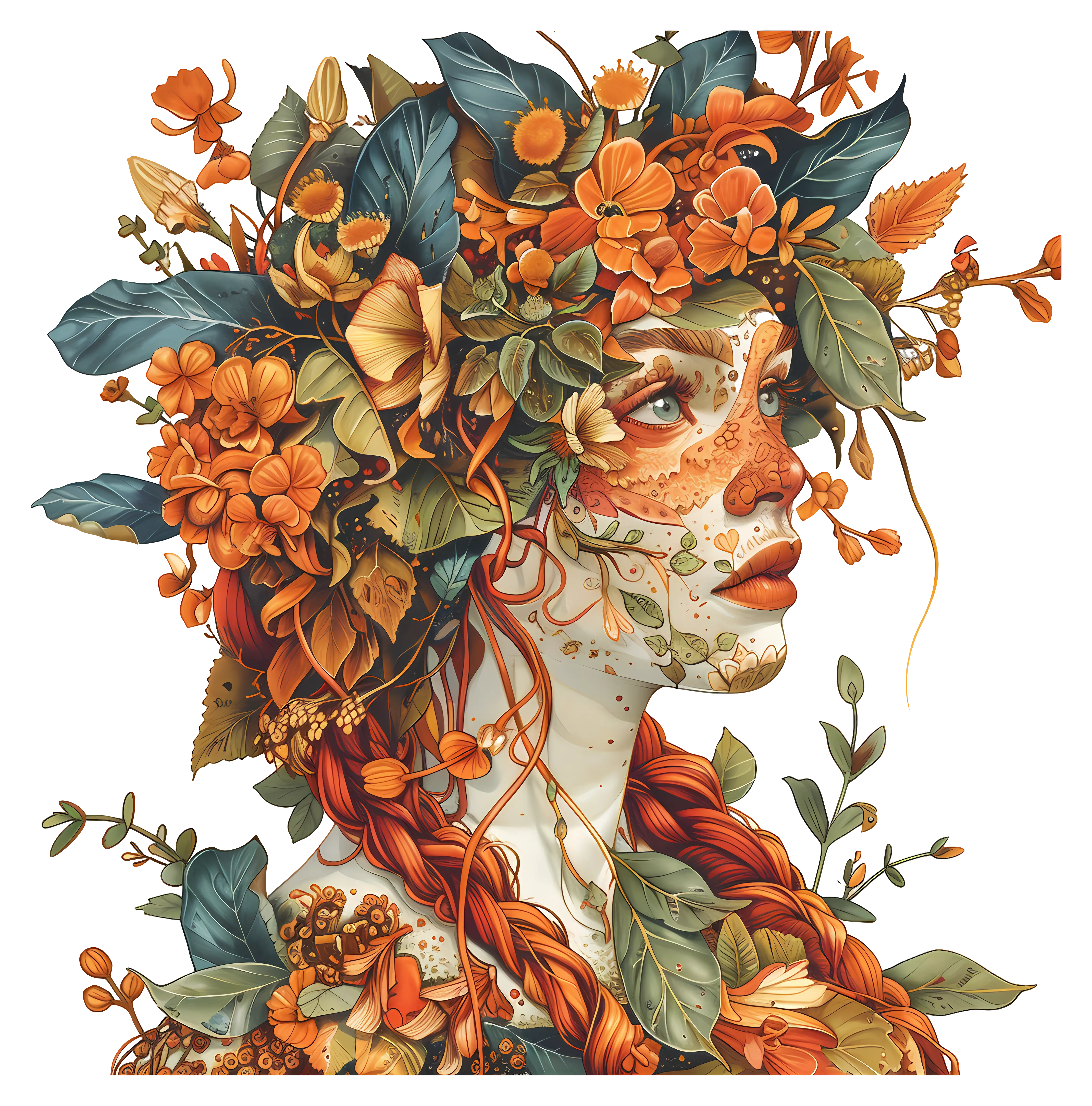Beautiful Nature Woman with Floral Headpiece