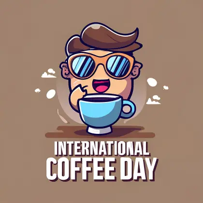 International Coffee Day Cartoon Illustration