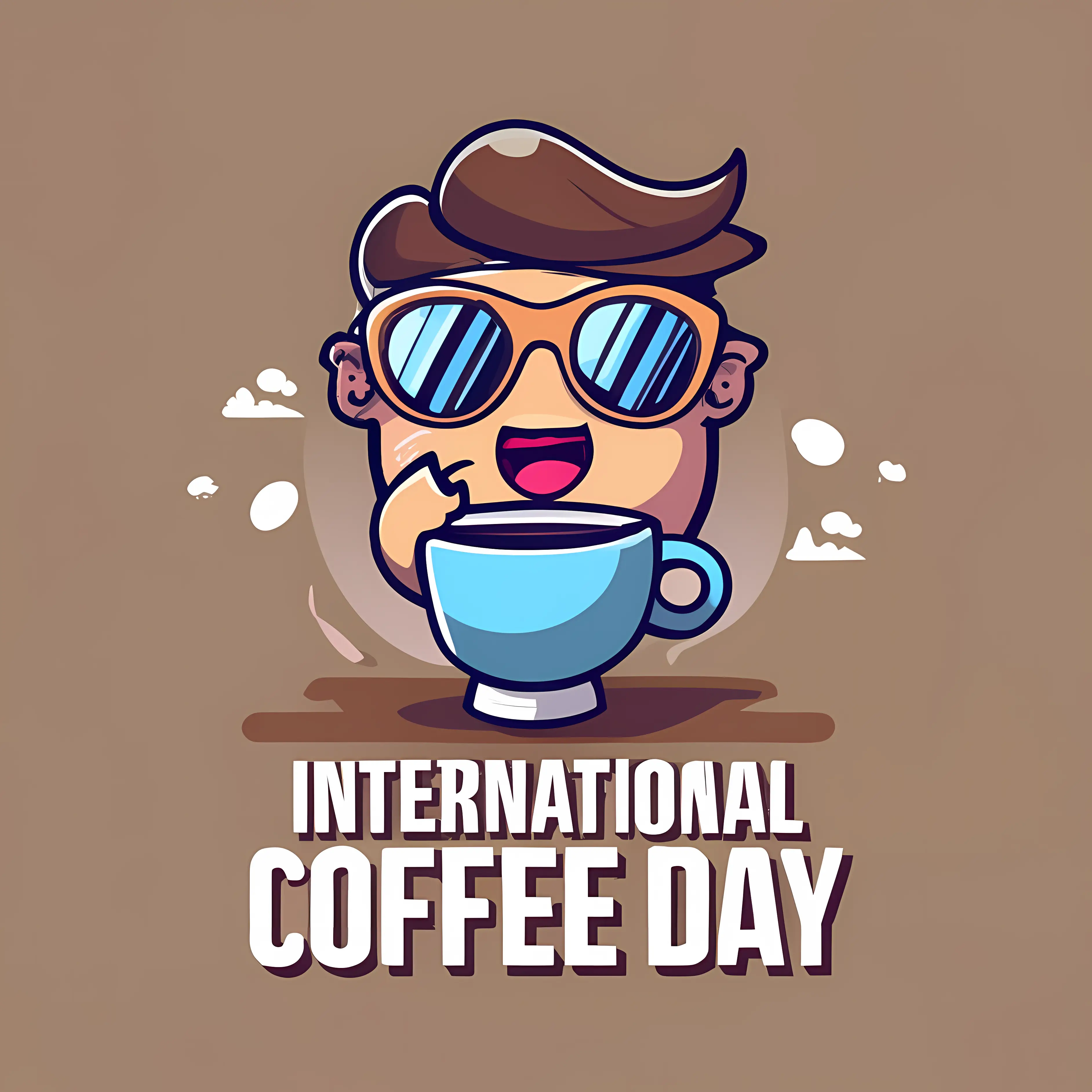 International Coffee Day Cartoon Illustration