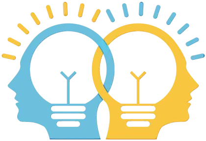 Dual Head Light Bulb Icon Representing Collaboration