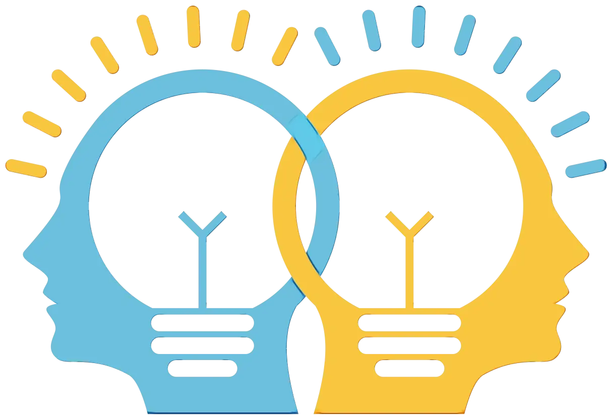 Dual Head Light Bulb Icon Representing Collaboration
