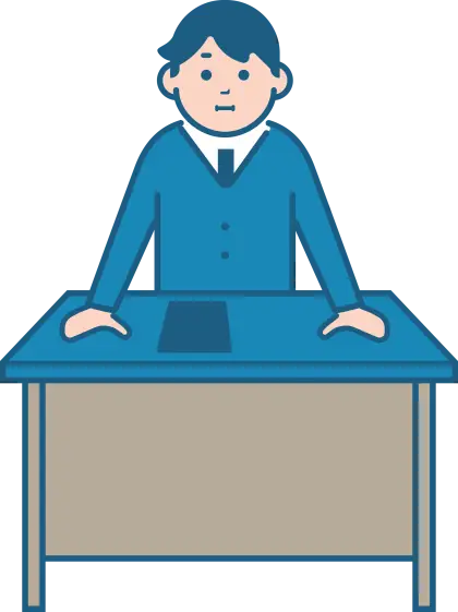 Cartoon Man at Office Desk