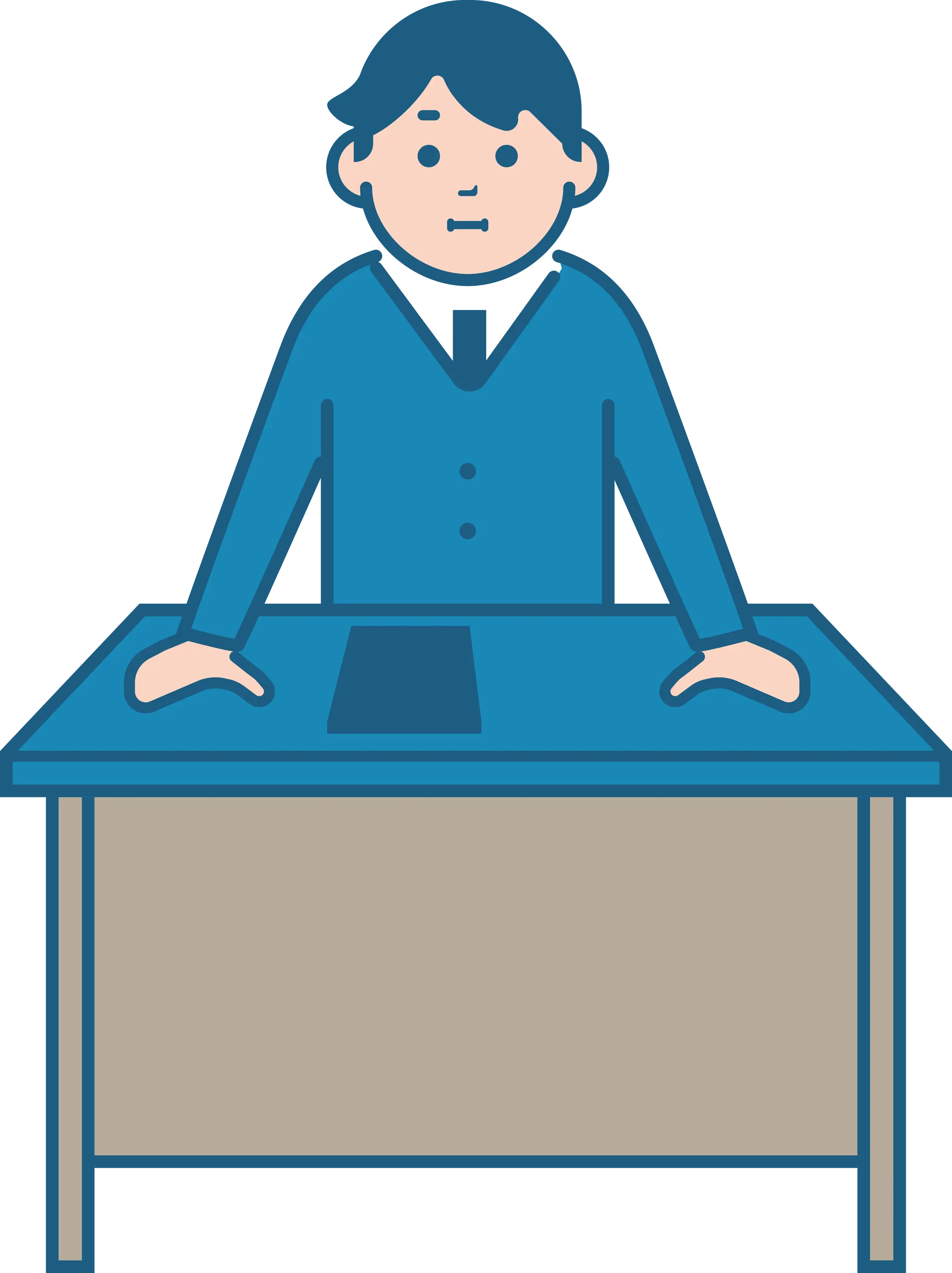 Cartoon Man at Office Desk