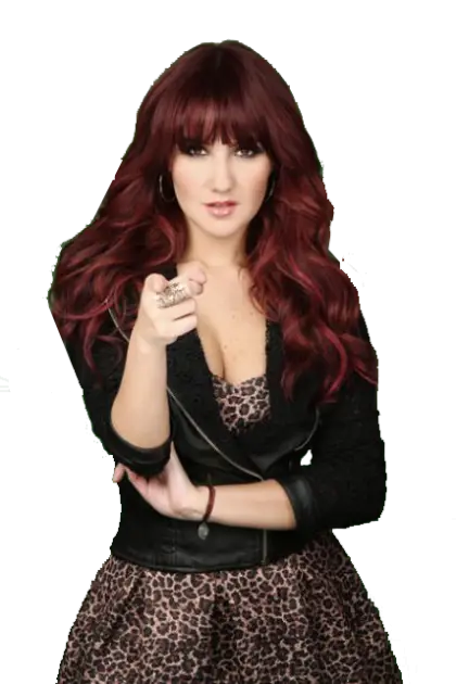 Woman Pointing with Red Hair