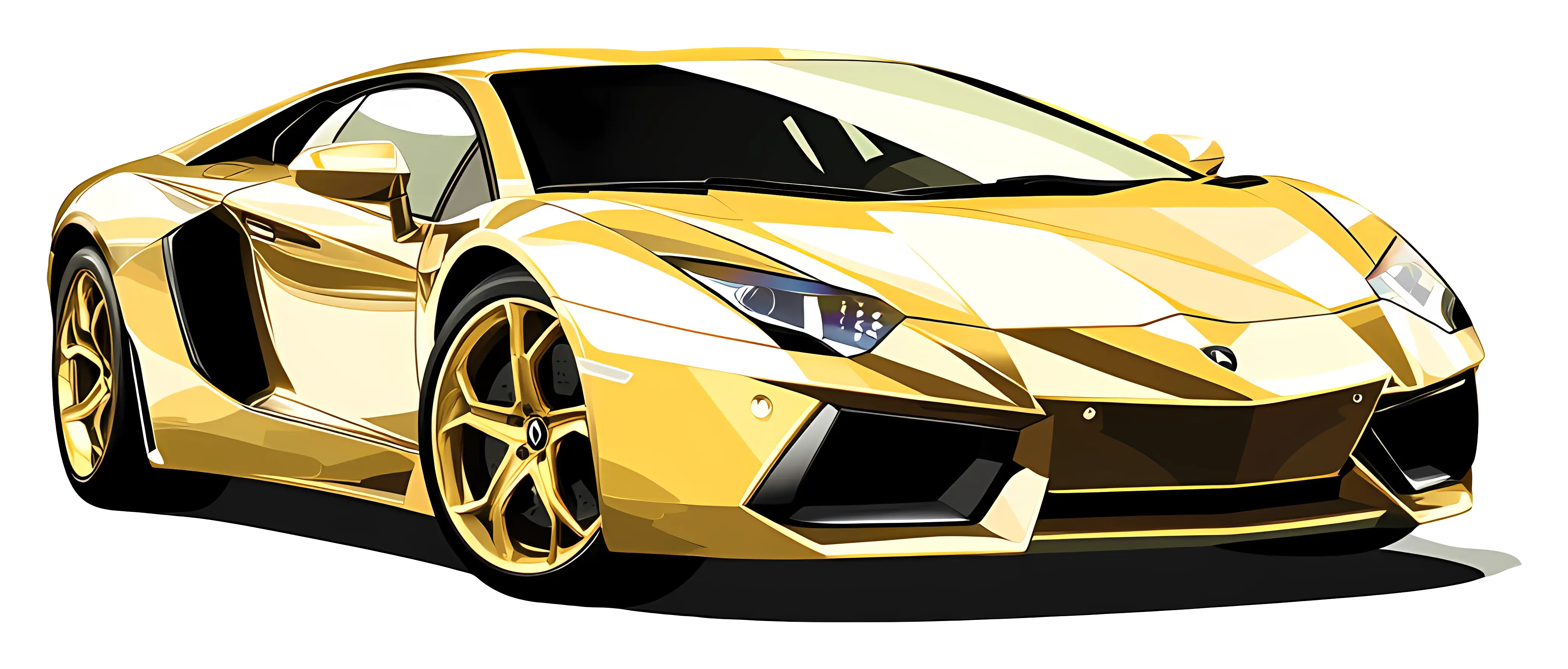 Gold Sports Car Illustration in Luxury Design