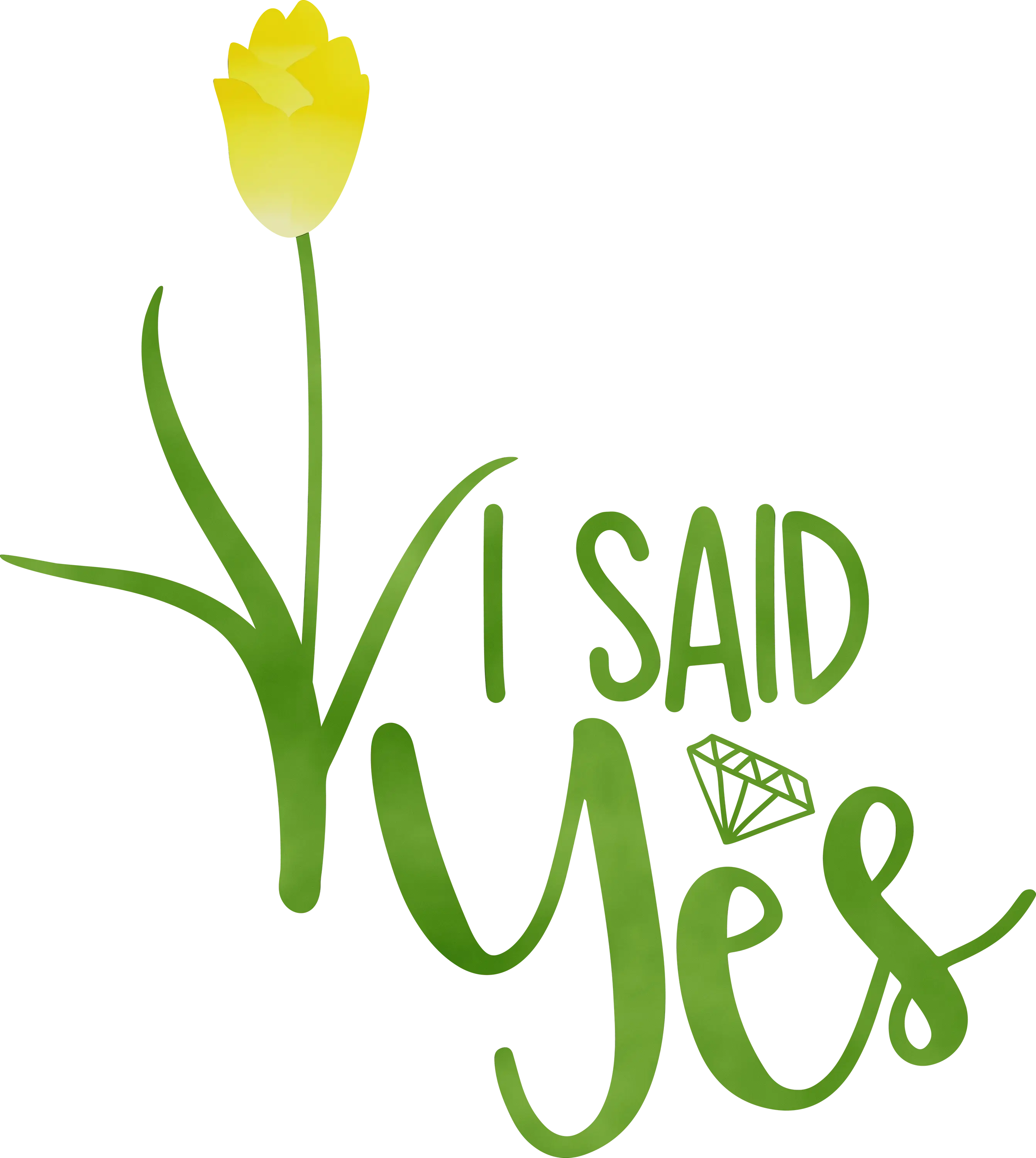 Engagement Announcement 'I Said Yes' with Yellow Tulip