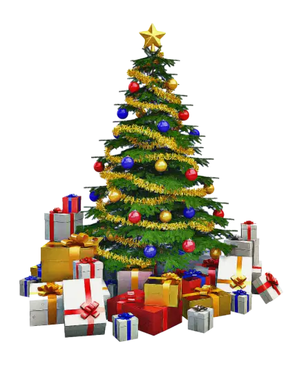 Beautifully Decorated Christmas Tree with Gifts