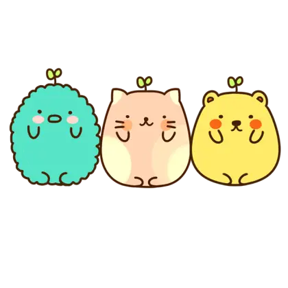 Cute Cartoon Animals with Plants