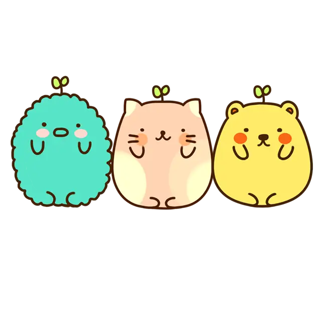 Cute Cartoon Animals with Plants